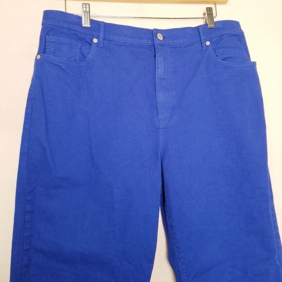 Ann Taylor LOFT Blue Denim Jeans 5 Pocket Straight Leg Size 14 - Picture 2 of 8